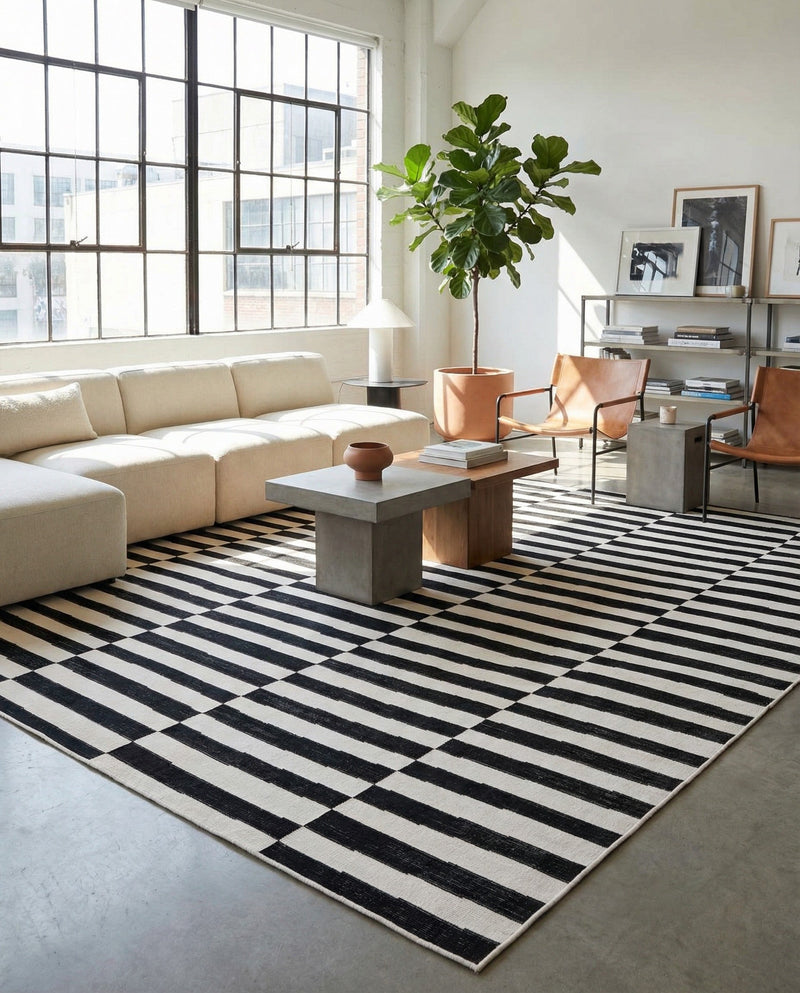 Soho Elegance Collection Area Rug -  Hudson (Black) Rectangle Black  lifestyle 13