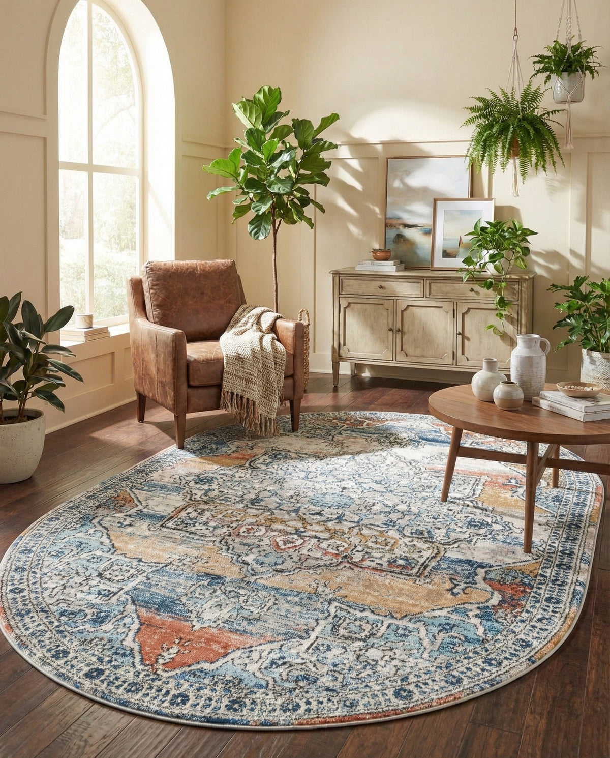 Mykonos Manor Collection Area Rug -  Tinos (Multi) Oval Multi  lifestyle 89