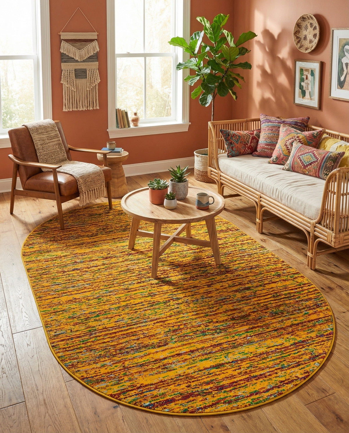 Caribbean Cove Collection Area Rug -  Lucia Oval Yellow  lifestyle 108