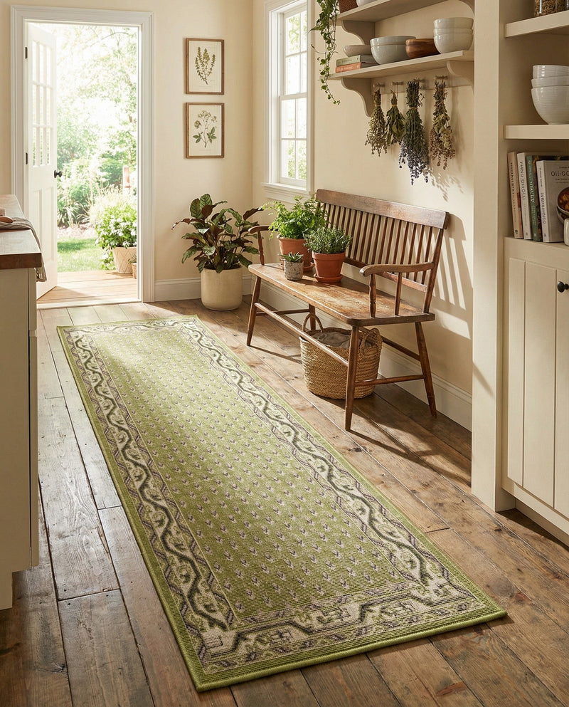 Soho Elegance Collection Area Rug -  Mercer (Green) Runner Green  lifestyle 52