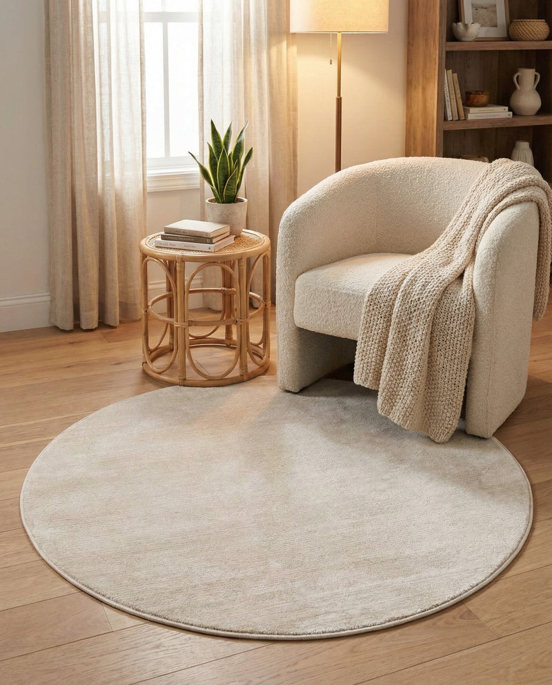 Bloomsbury Elegance Collection Area Rug -  Kensington (Ivory) Round Ivory  lifestyle 67