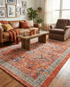 Seville Stripes Collection Area Rug -  Malaga (Brick Red) Rectangle Brick Red  lifestyle 24