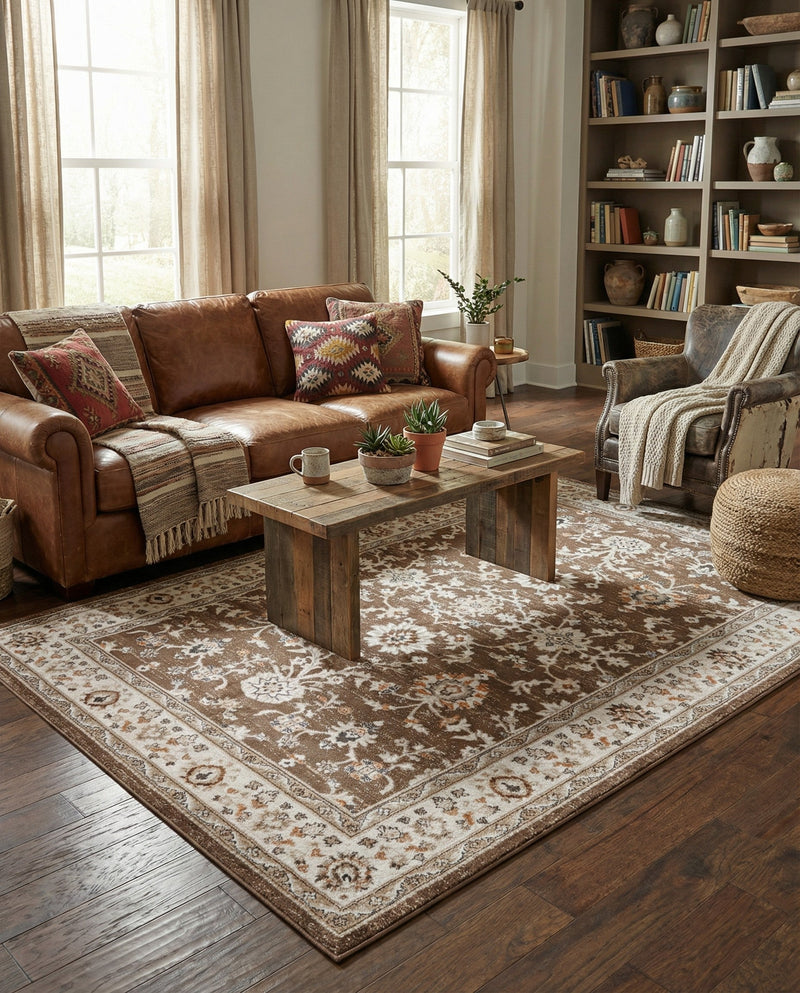 Savannah Elegance Collection Area Rug - Augusta (Brown) Rectangle Brown  lifestyle 21