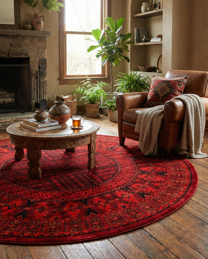 Samarkand Elegance Collection Area Rug -  Ark Round Red  lifestyle 68