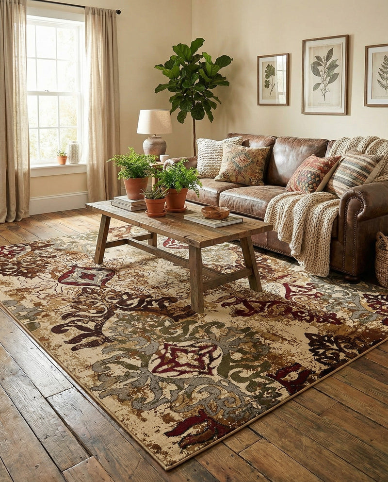 Bistro Lounge Collection Area Rug -  Piccolo Rectangle Beige  lifestyle 7