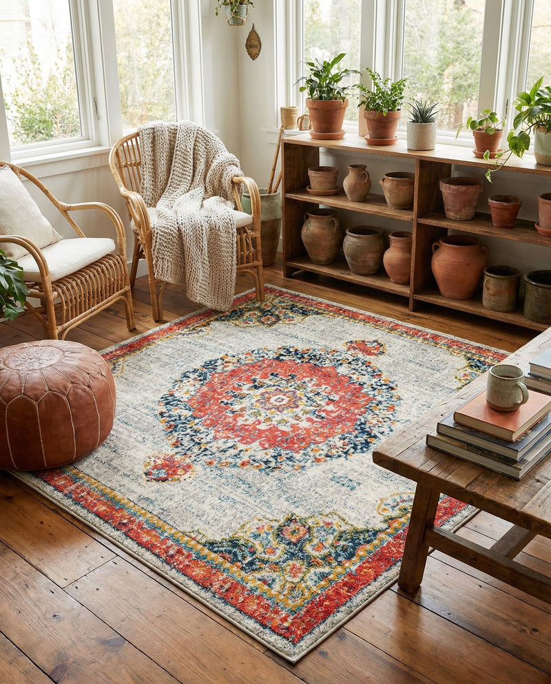 Brighton Terrace Collection Area Rug - Hove (Ivory) Square Ivory  lifestyle 40