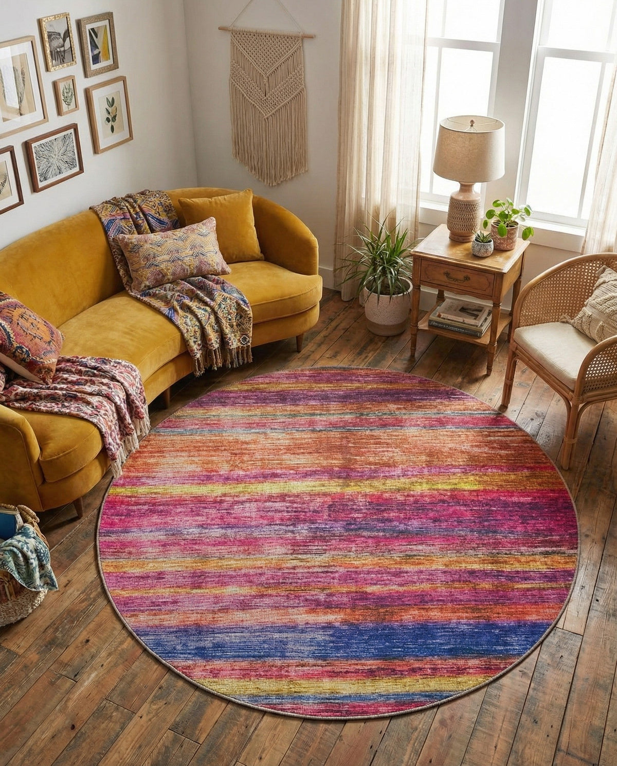 Sahara Essence Collection Area Rug - Oasis (Multi) Round Multi  lifestyle 79