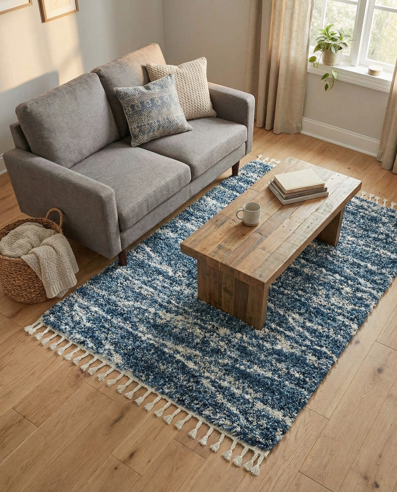 Tranquil Tides Shag Collection Area Rug -  Frost Rectangle Blue  lifestyle 37
