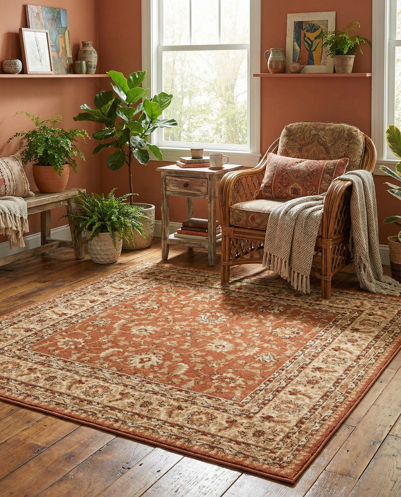 Jaipur Elegance Collection Area Rug -  Nahargarh (Brick Red Light Rose) Square Brick Red Light Rose  lifestyle 51