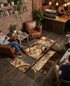 Bistro Lounge Collection Area Rug -  FlatWhite Rectangle Multi  lifestyle 12