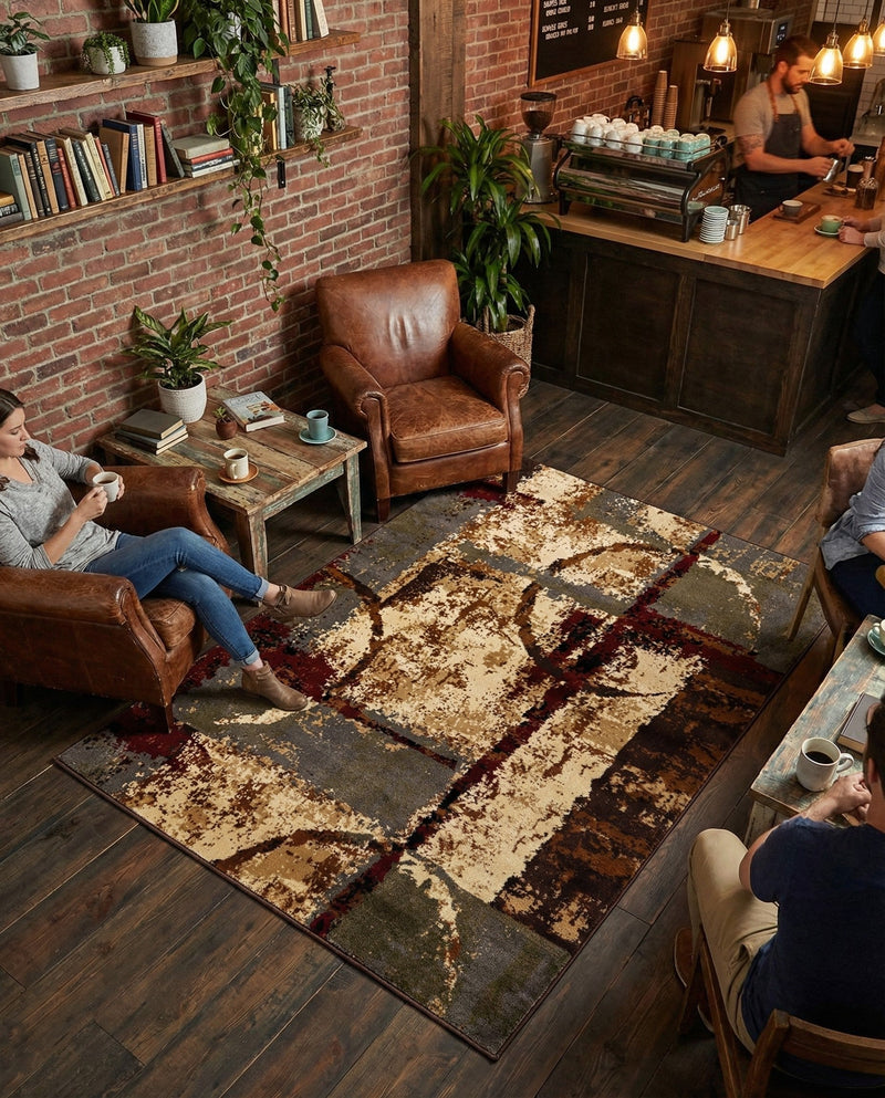 Bistro Lounge Collection Area Rug -  FlatWhite Rectangle Multi  lifestyle 12