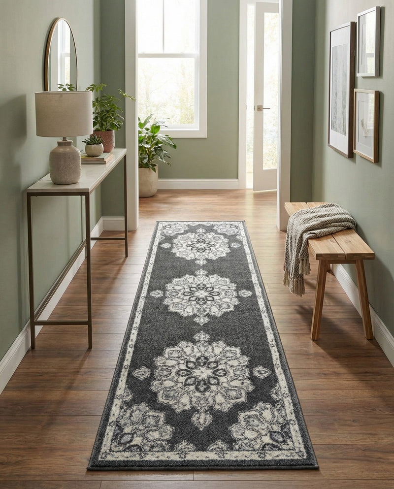 Beverly Grove Collection Area Rug - Melrose (Charcoal) Runner Charcoal  lifestyle 56