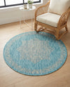 Patio Heritage Collection Area Rug -  Charleston (Light Aqua) Round Light Aqua  lifestyle 48