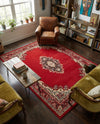 Tabriz Tapestry Collection Area Rug - Azerbaijan (Red) Rectangle Red  lifestyle 4