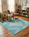 Seychelles Stripes Collection Area Rug - Mahe (Light Blue) Square Light Blue  lifestyle 21