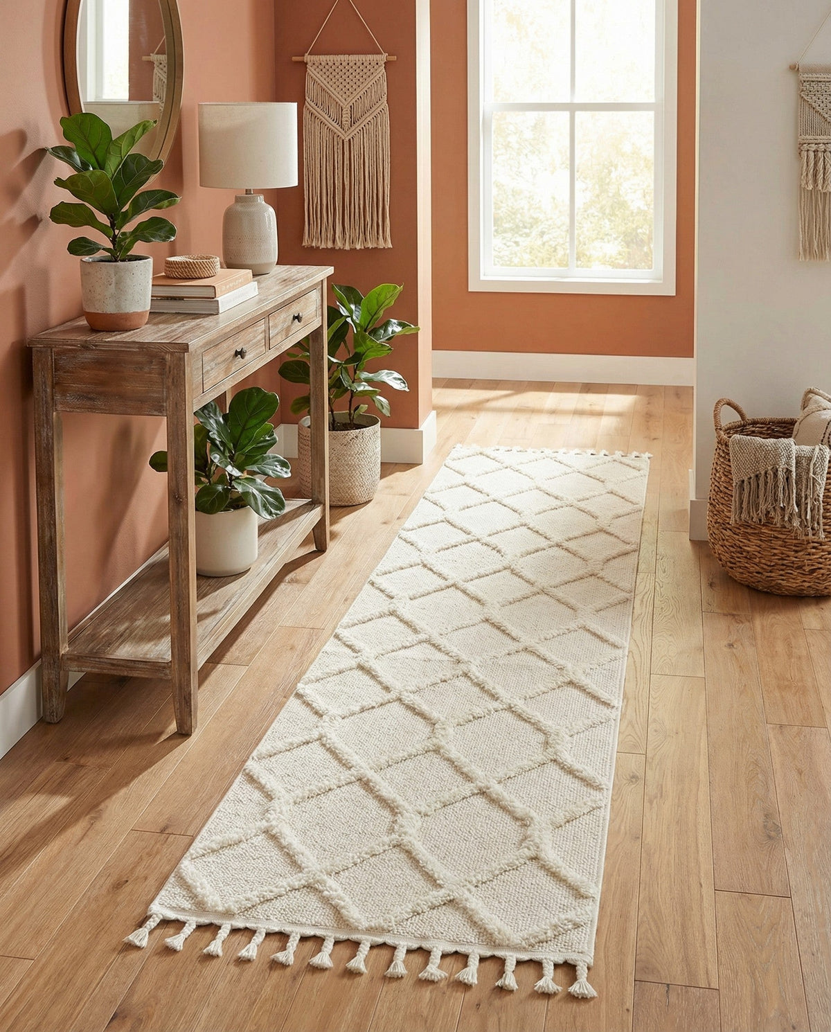 Sahara Chic Collection Area Rug -  Tuareg Runner Ivory  lifestyle 145