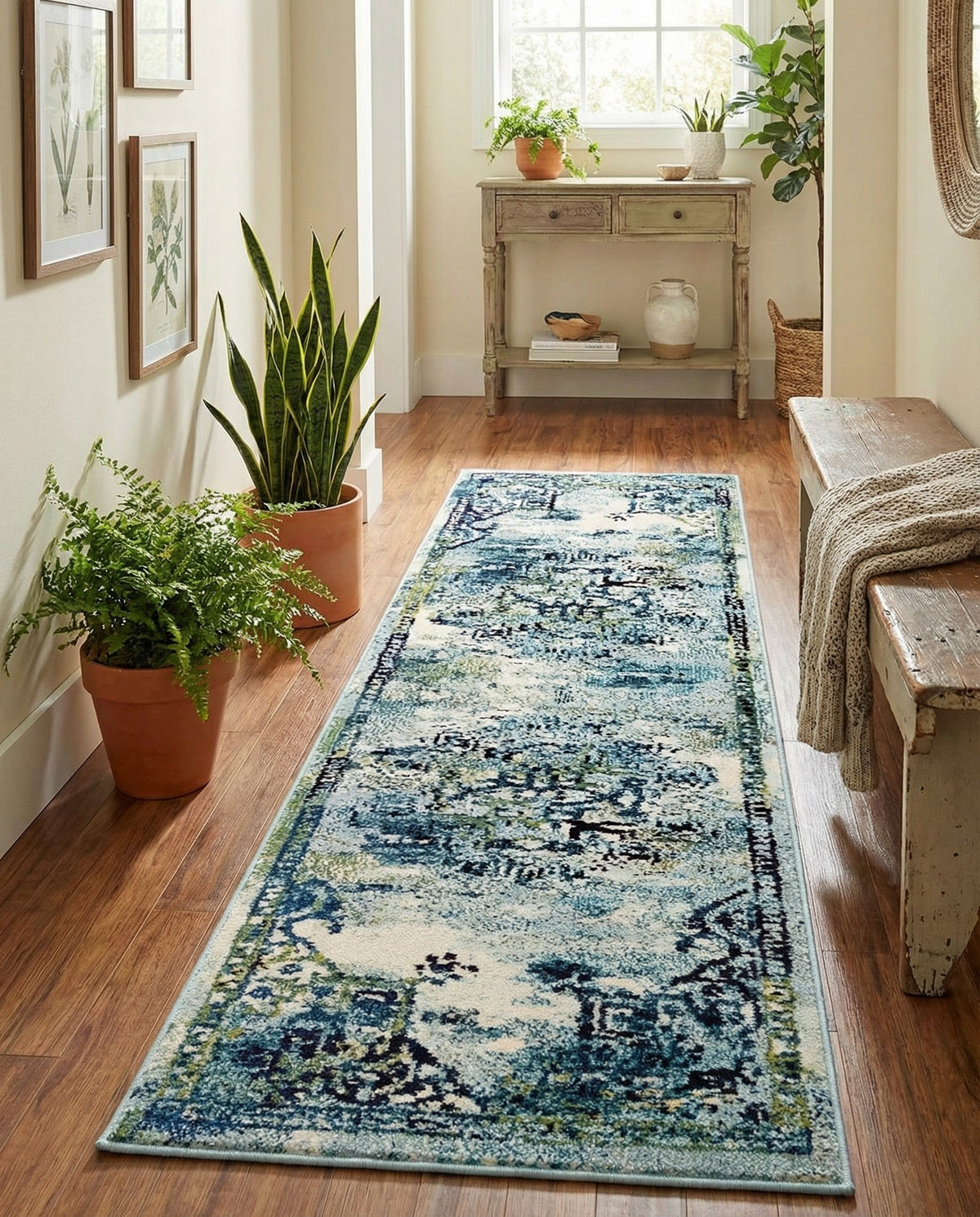 Chateau Elegance Collection Area Rug -  Riviera Runner Blue  lifestyle 75