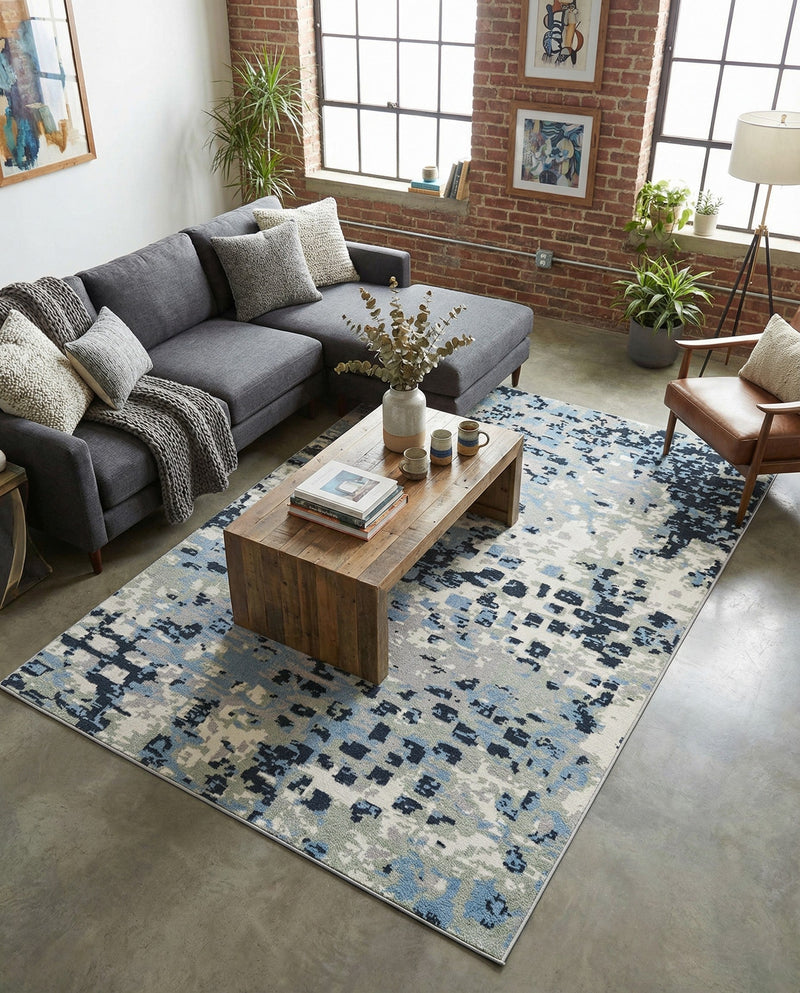 Aegean Elegance Washables Collection Area Rug -  Andros Rectangle Gray Navy Green  lifestyle 23