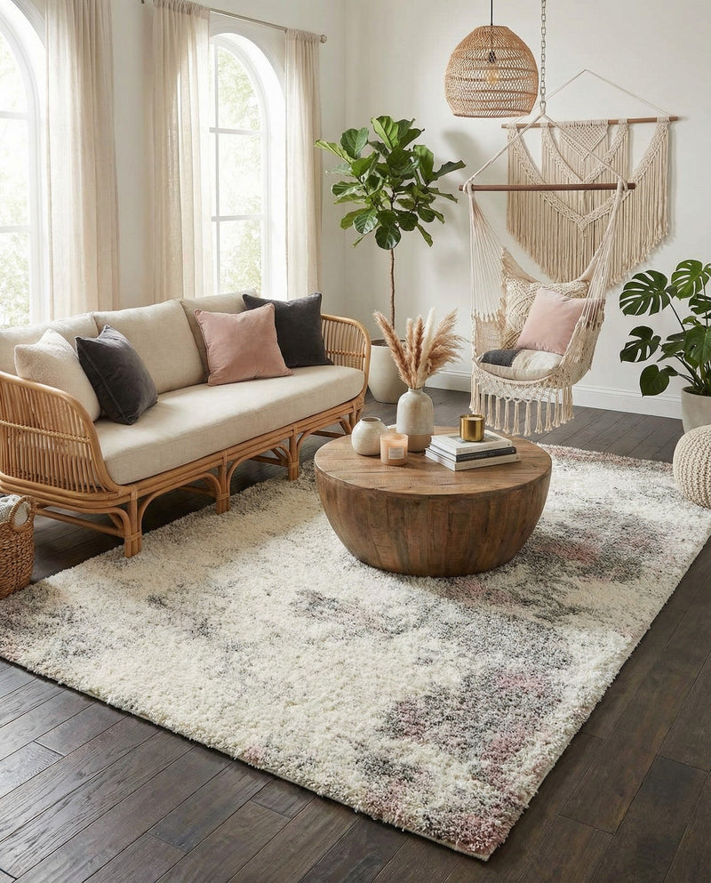 Cozy Haven Shag Collection Area Rug -  Tranquility (Pink) Rectangle Pink  lifestyle 6