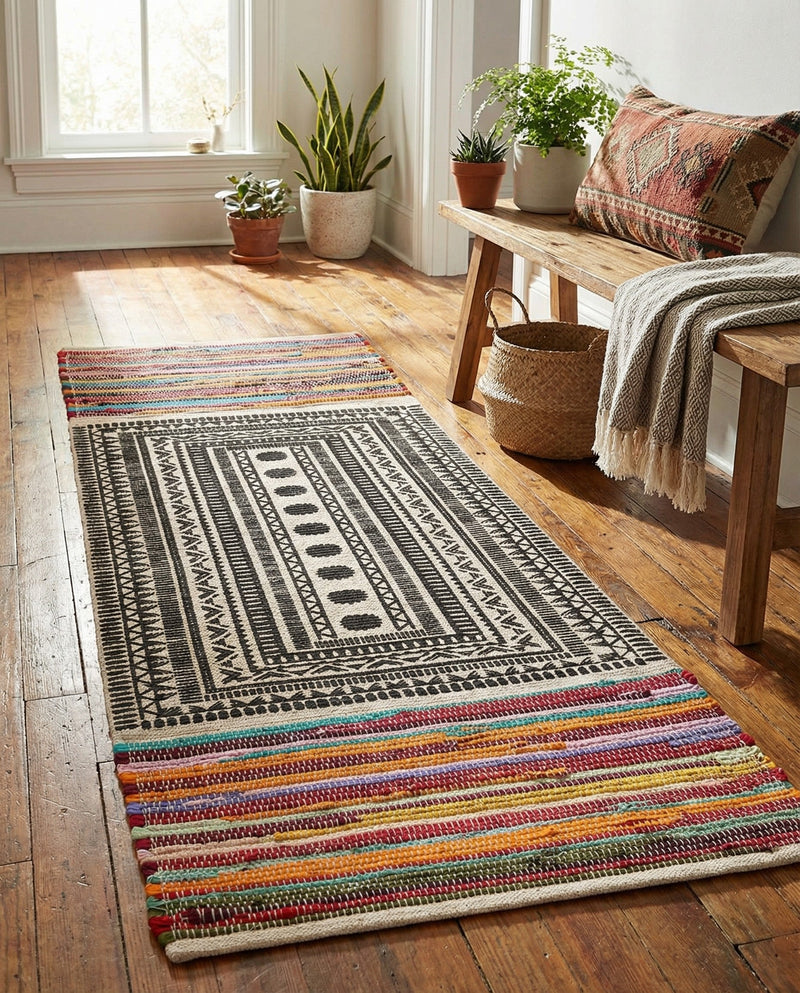 Thar Cotton Collection Area Rug -  Kovalam Runner Multi  lifestyle 50