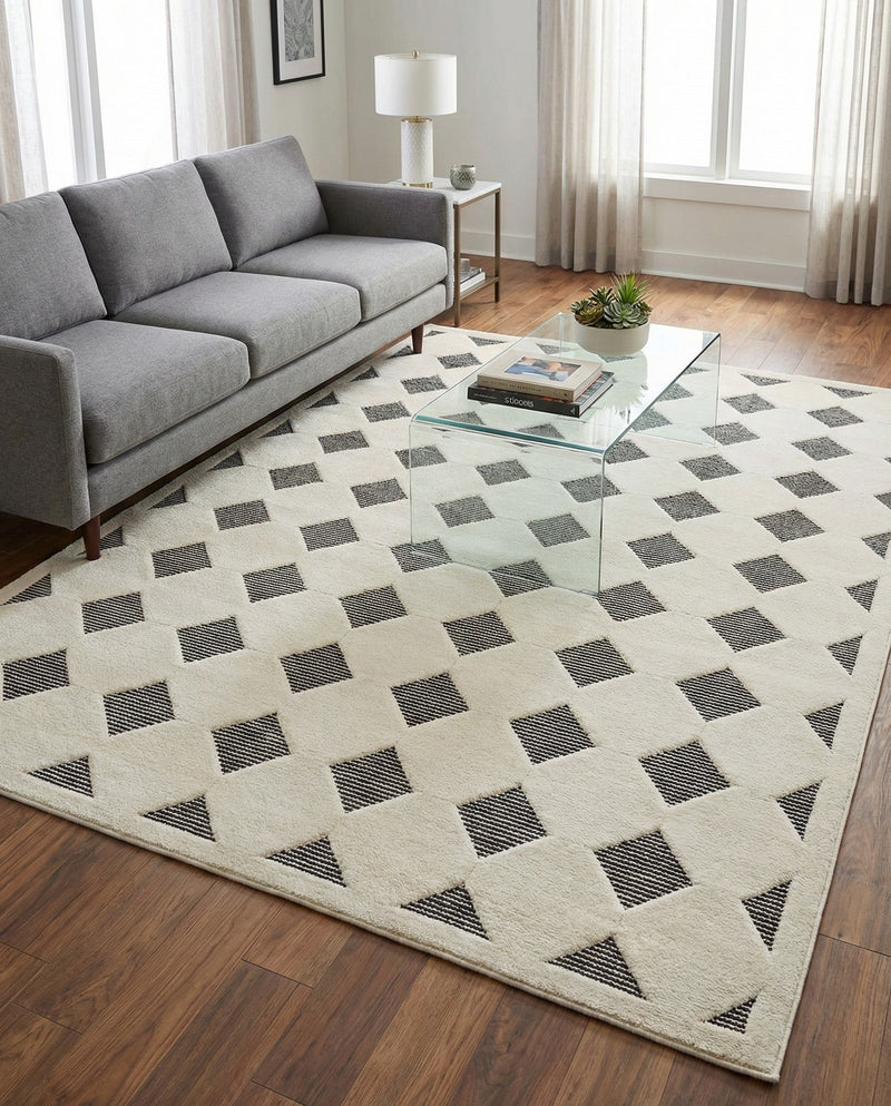 Monochrome Collection Area Rug -  Quartz Rectangle Black and White  lifestyle 19