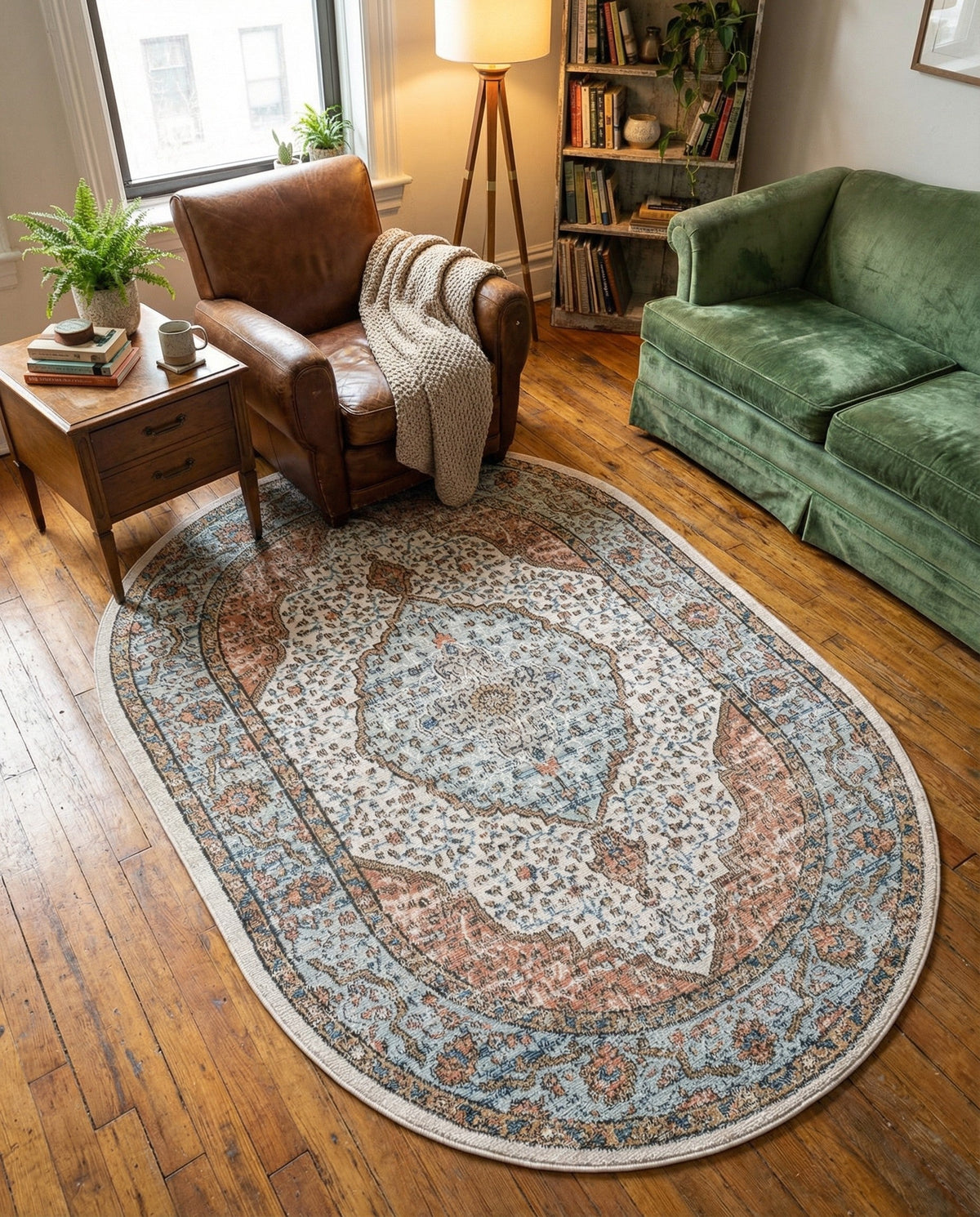 Mykonos Manor Collection Area Rug - Delos Oval Ivory  lifestyle 172
