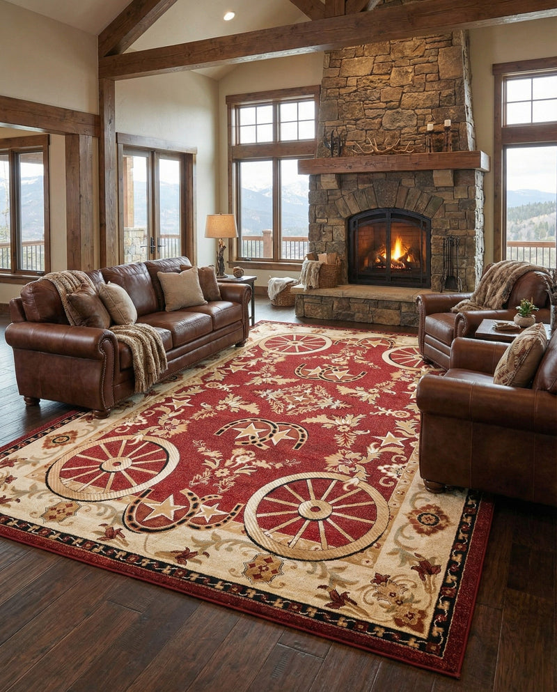 Frontier Trails Collection Area Rug -  Onyx Rectangle Red  lifestyle 11