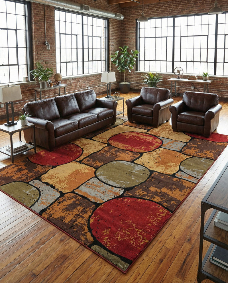 Bistro Lounge Collection Area Rug -  Cappuccino Rectangle Multi  lifestyle 3