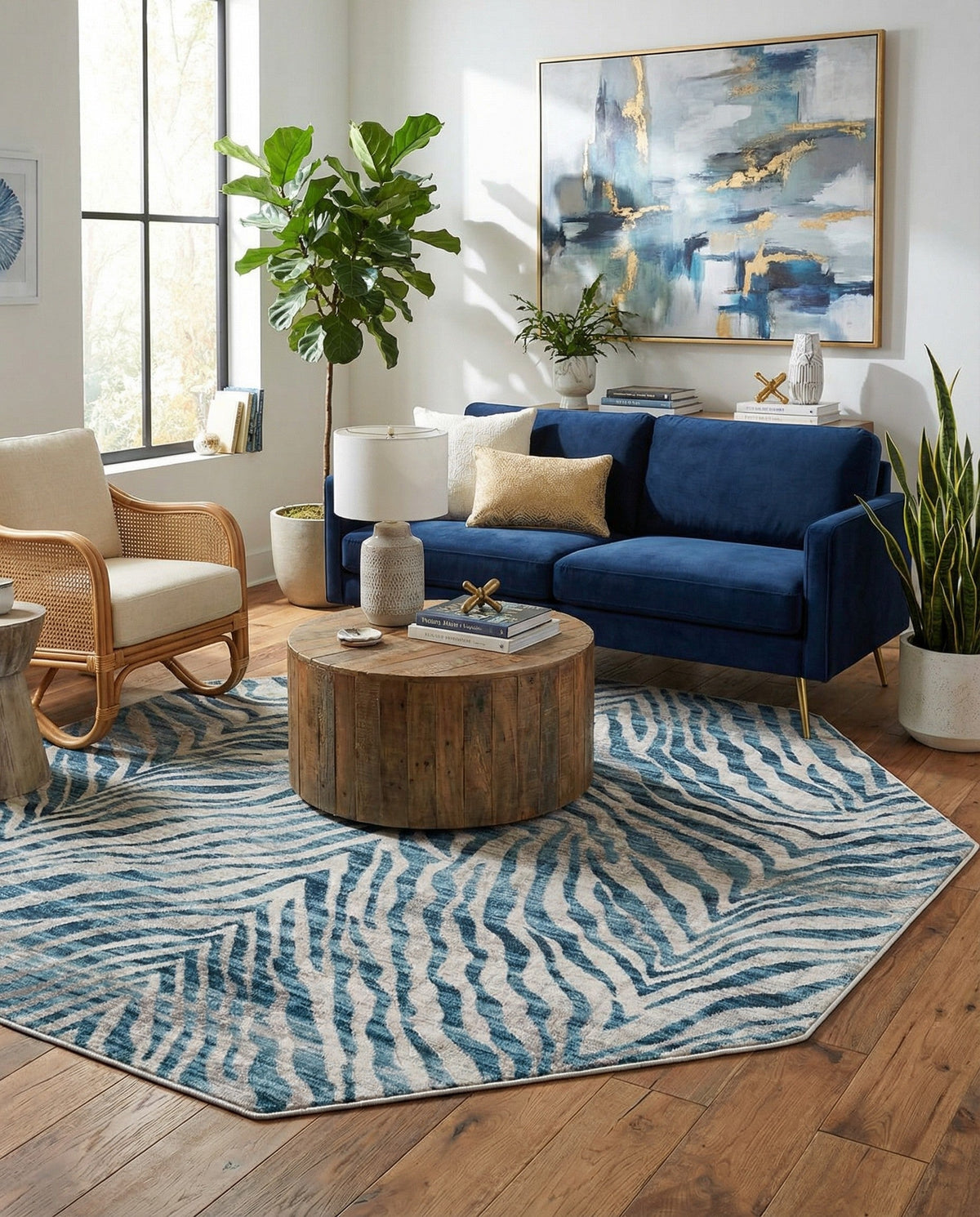 Bloomsbury Elegance Collection Area Rug -  Chelsea Octagon Blue  lifestyle 178