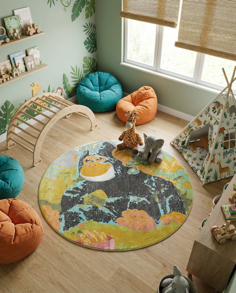 Wonder Tykes Collection Area Rug -  Dynamo Round Multi  lifestyle 47