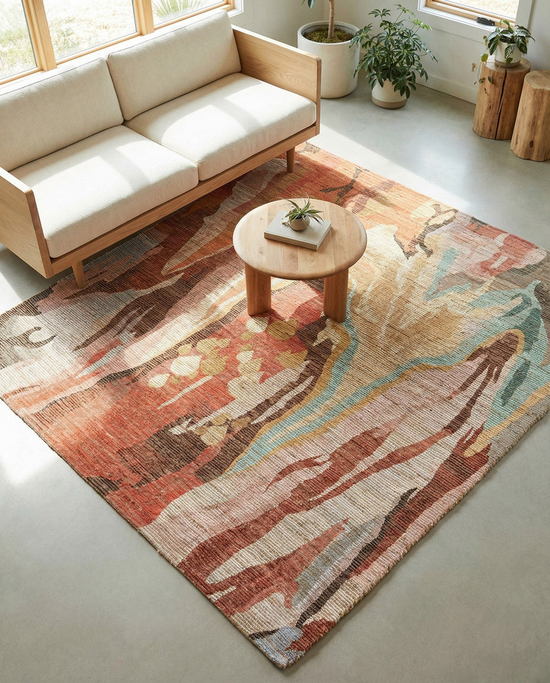 Savannah Threads Collection Area Rug -  Taklamakan Square Multi  lifestyle 50