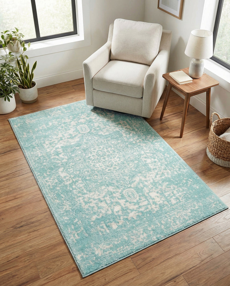 Georgetown Rugs Collection Area Rug - Dupont (Aqua) Rectangle Aqua  lifestyle 12