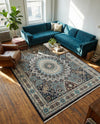 Persian Elegance Collection Area Rug -  Hamedan (Navy Blue) Rectangle Navy Blue  lifestyle 21