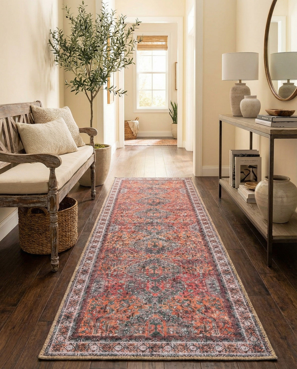 Heritage Elegance Collection Area Rug -  Uffizi Runner Rust Red  lifestyle 74