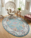 Arcadia Rugs Collection Area Rug - Eden (Aqua and Blue) Oval Aqua and Blue  lifestyle 69