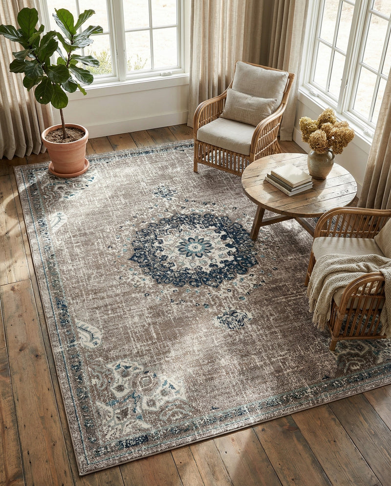 Brighton Terrace Collection Area Rug - Hove (Gray) Rectangle Gray  lifestyle 4
