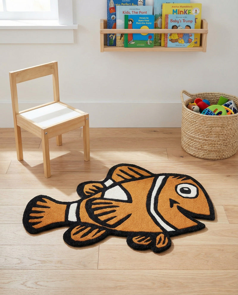 Whimsy Wonders Wool Collection Area Rug - Safari Rectangle Orange  lifestyle 8