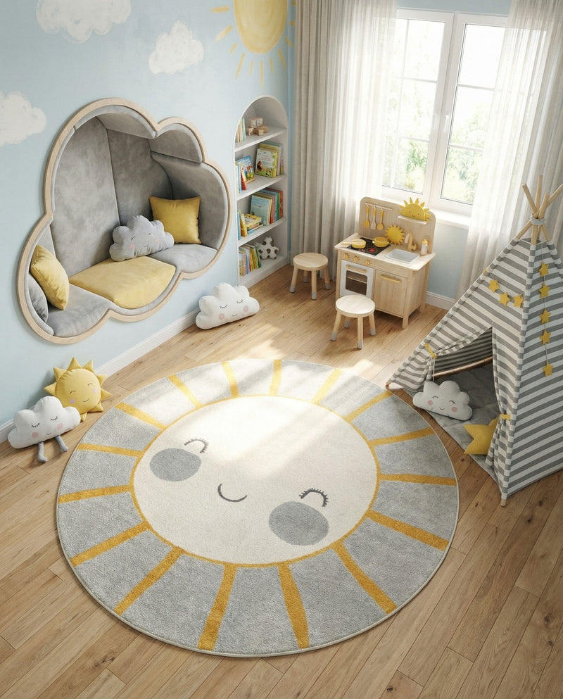 Wonder Tykes Collection Area Rug -  Twirl Round Gray  lifestyle 10