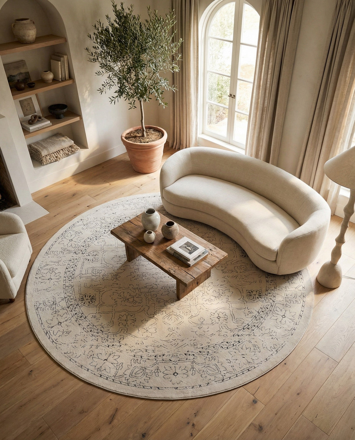 Savannah Soiree Collection Area Rug -  Everglade (White) Round White  lifestyle 71