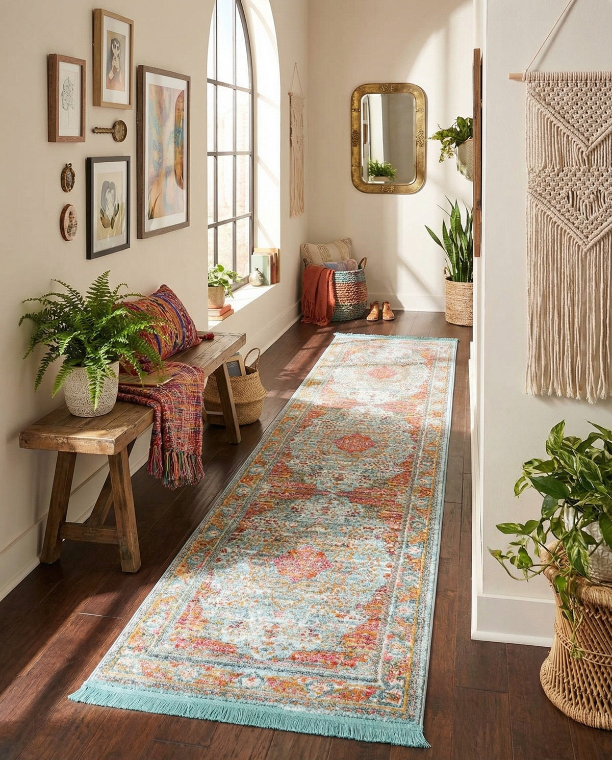 Caribbean Breeze Collection Area Rug -  Floriana Runner Light Blue  lifestyle 81