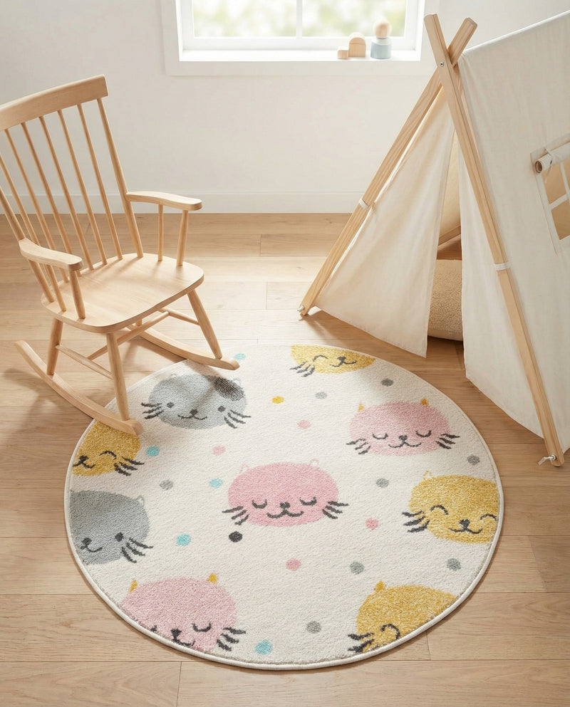 Wonder Tykes Collection Area Rug -  Dazzle Round Ivory  lifestyle 23