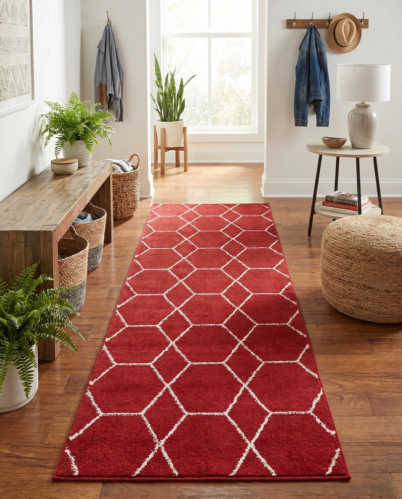 Trellis Mosaic Collection Area Rug - Arborville (Red) Runner Red  lifestyle 50