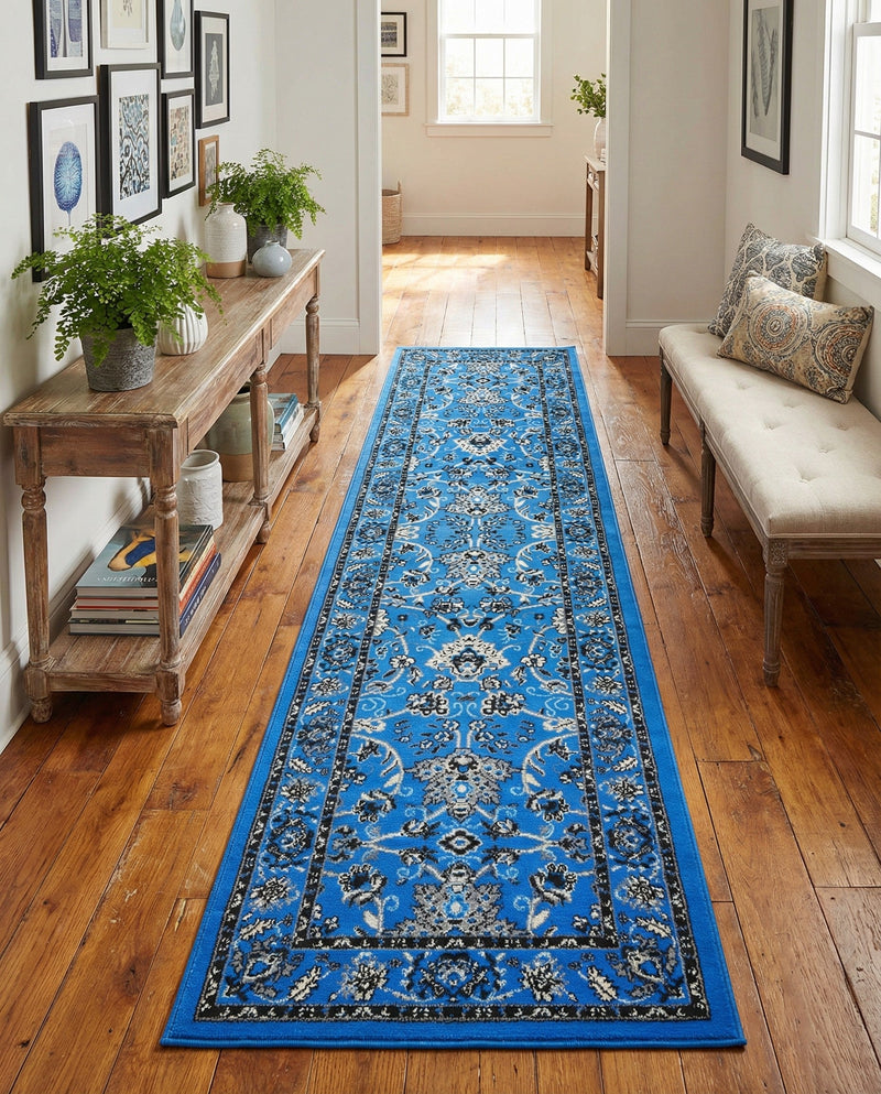Isfahan Elegance Collection Area Rug - Naghsh-e Jahan (Dark Blue) Runner Dark Blue  lifestyle 51