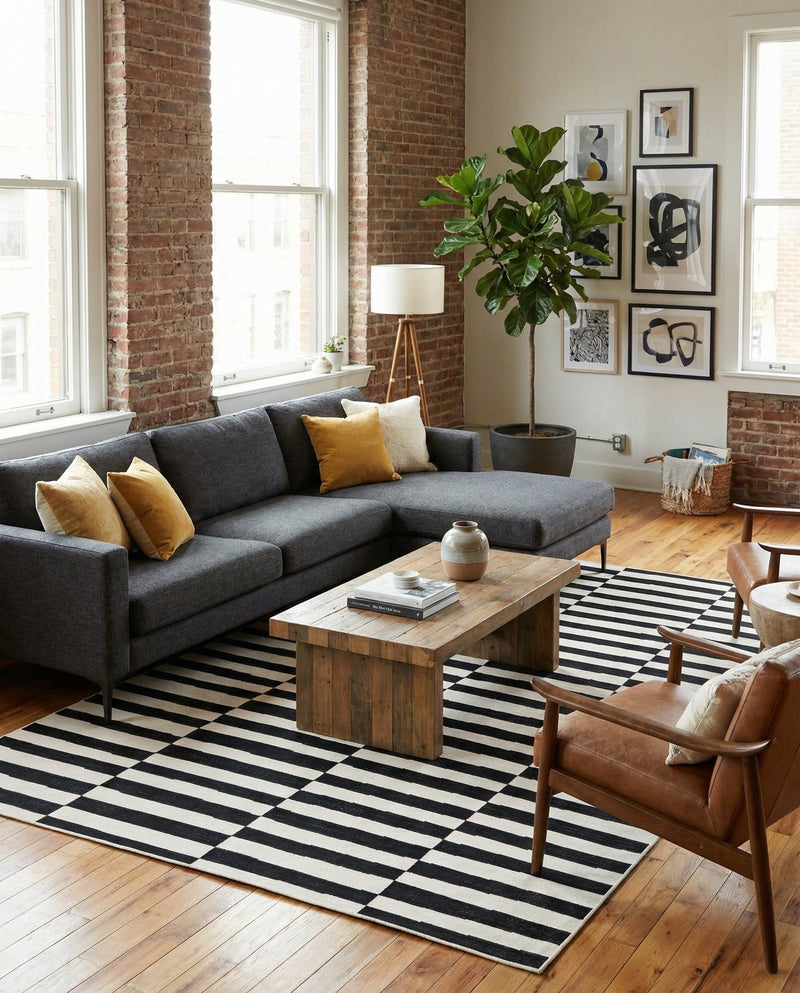 Soho Elegance Collection Area Rug -  Hudson (Black) Rectangle Black  lifestyle 10