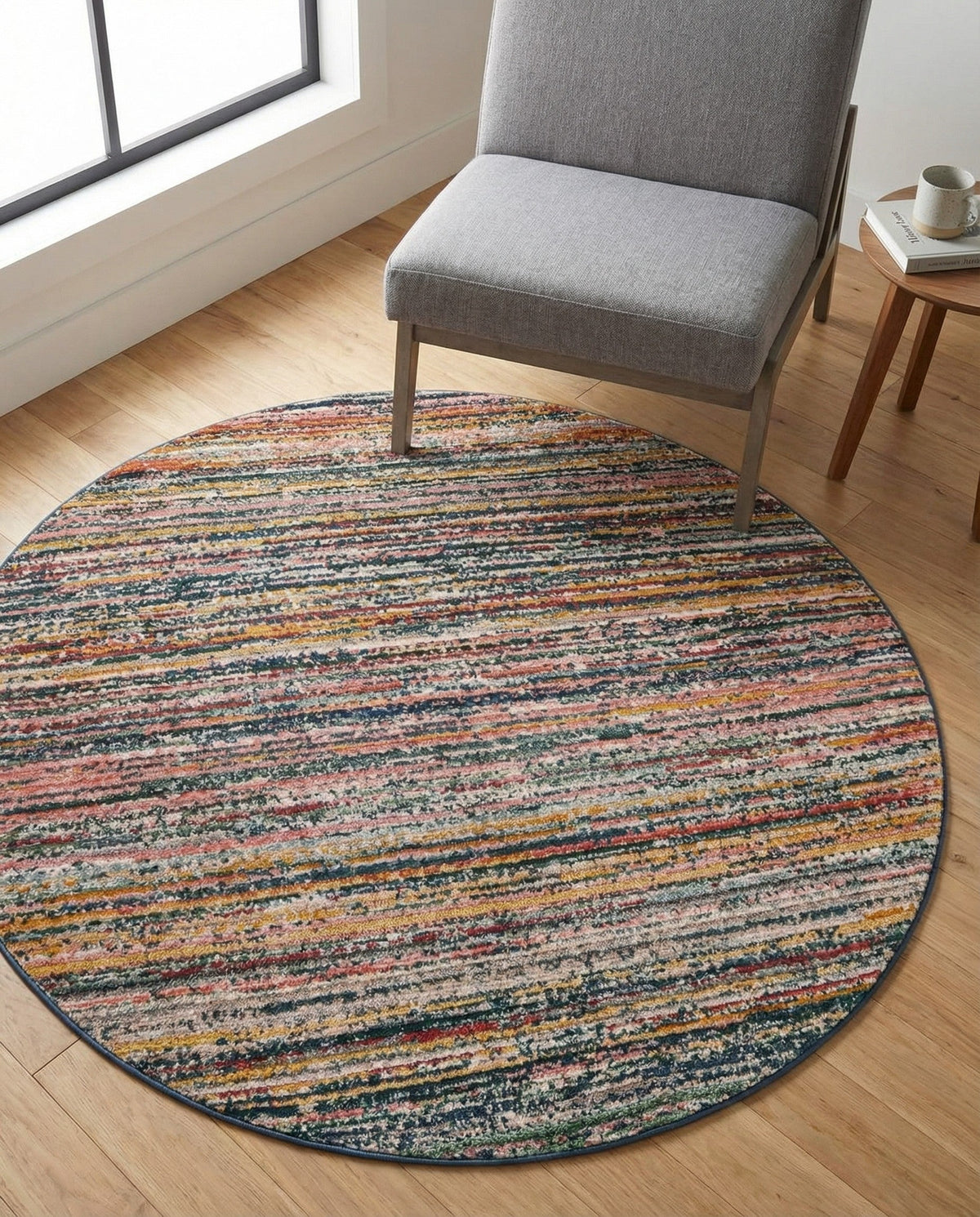 Jewel Oasis Collection Area Rug - Sapphire (Multi) Round Multi  lifestyle 113