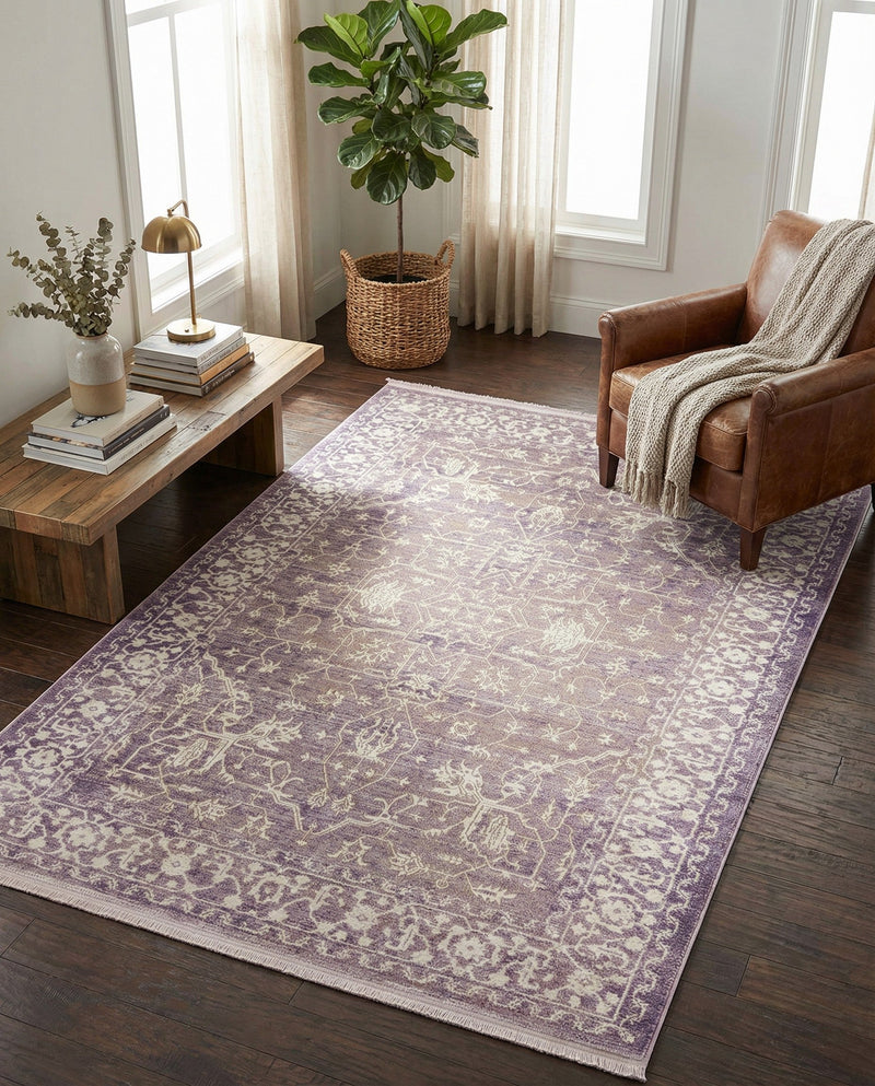 Rustic Charm Revival Collection Area Rug - Farmstead Rectangle Purple  lifestyle 38