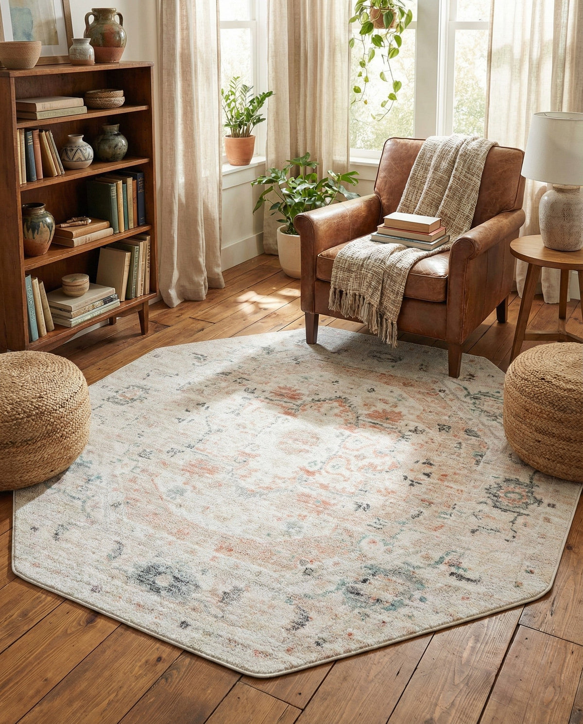 Parisian Elegance Collection Area Rug - Versailles (Ivory) Octagon Ivory  lifestyle 106