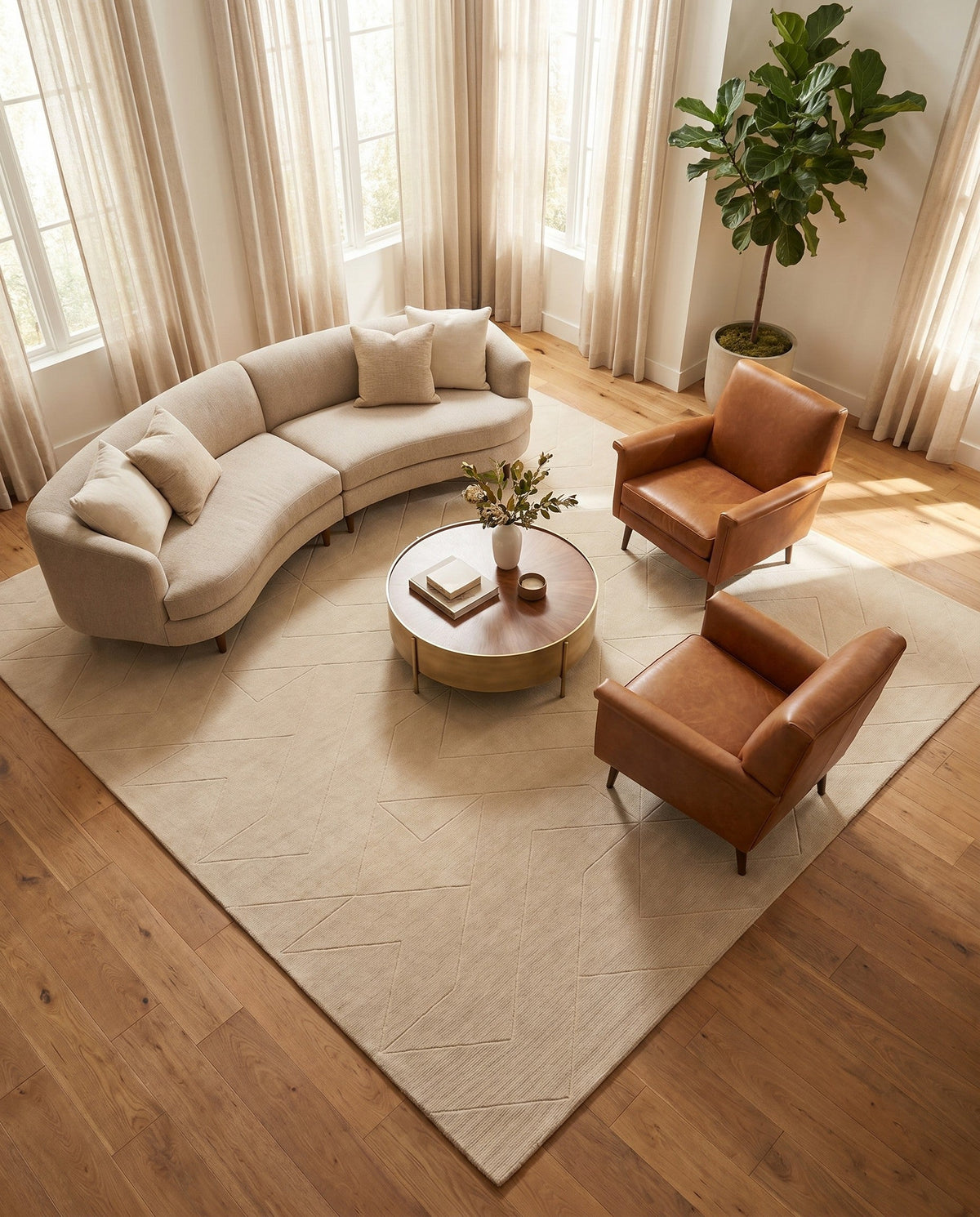Nordic Loom Geometric Collection Area Rug - Oslo Square Pearl Ivory  lifestyle 146
