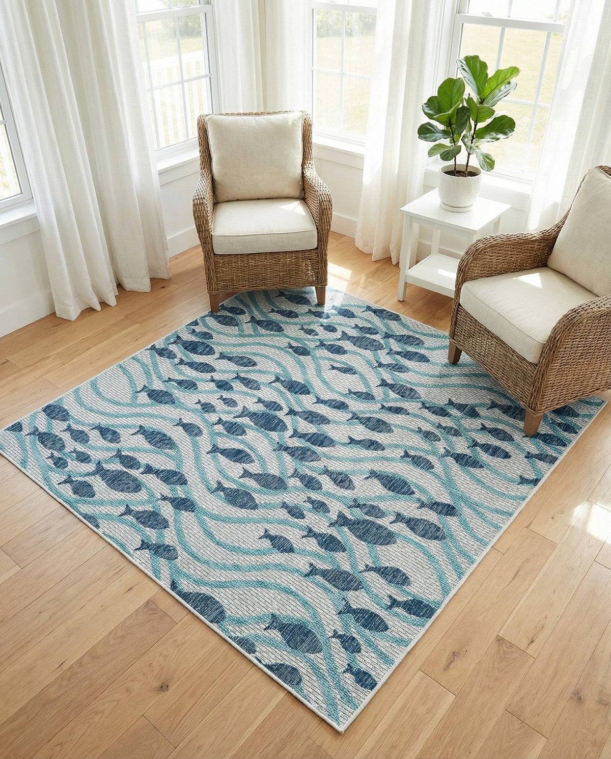 Seaside Haven Rugs Collection Area Rug -  Harbor Square Blue  lifestyle 93