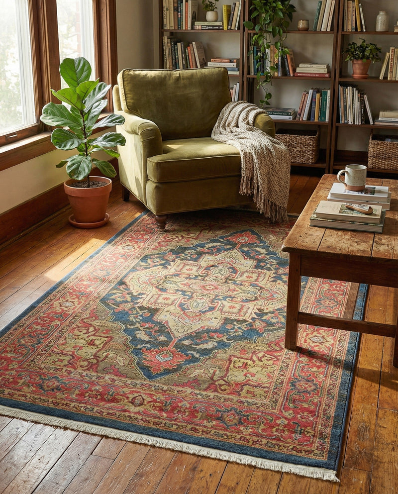 Persian Elegance Collection Area Rug -  Golestan Rectangle Navy Blue  lifestyle 61